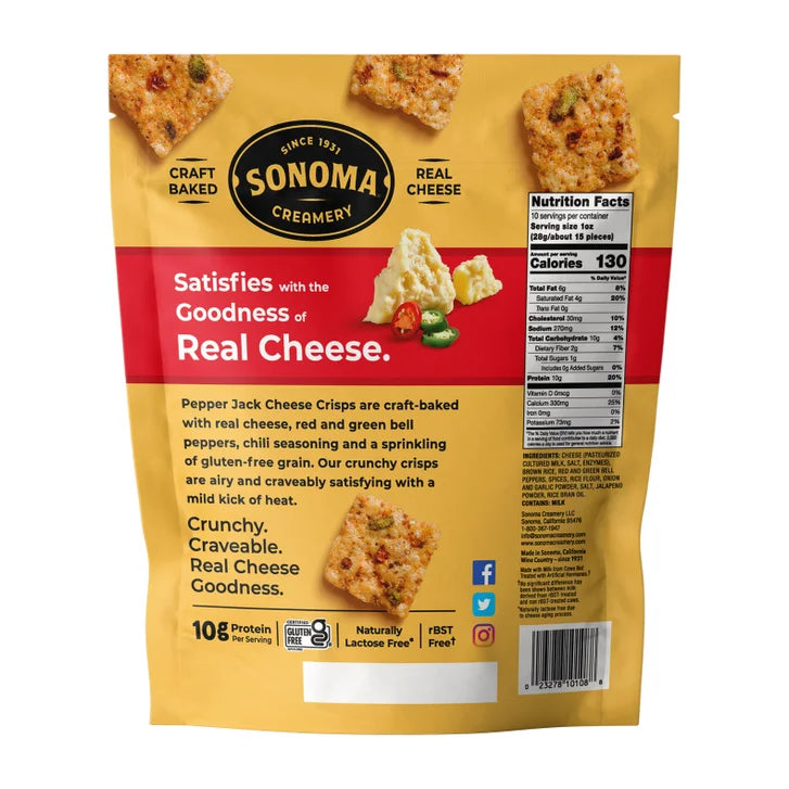 Sonoma Creamery Pepper Jack Crisps, 10 oz