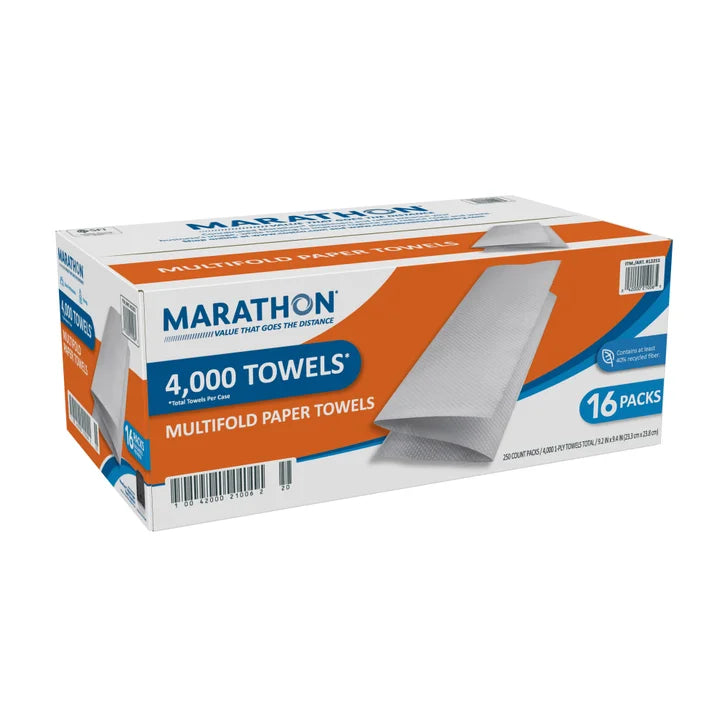 Marathon Paper Towels, Multifold, 1-Ply, 250 Sheets, 16-count