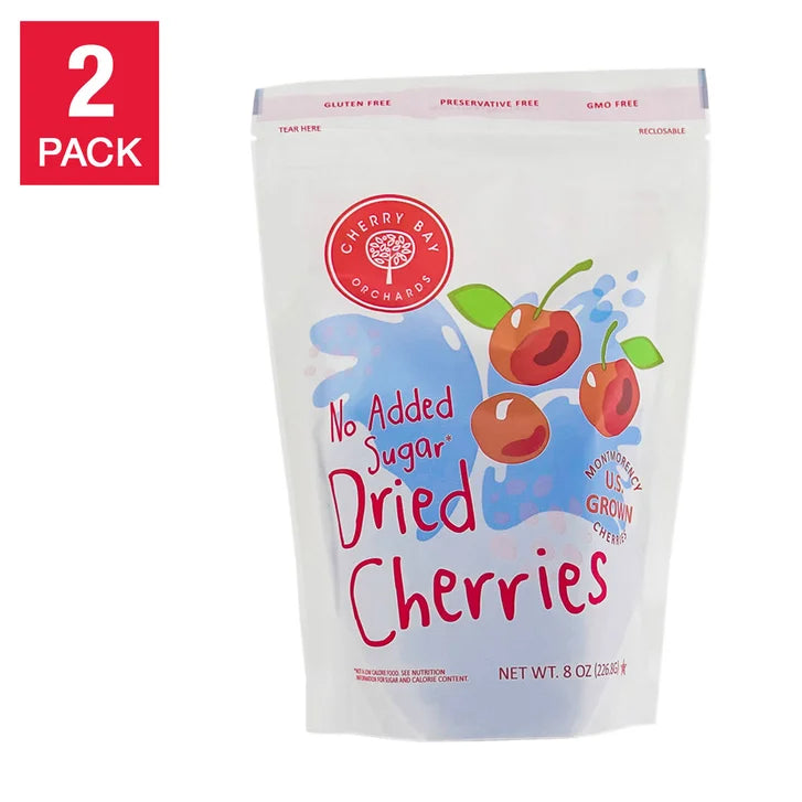 Cherry Bay Orchards No-Added-Sugar Dried Montmorency Cherries 8 oz Bag 2-pack