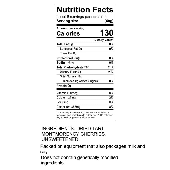 Cherry Bay Orchards No-Added-Sugar Dried Montmorency Cherries 8 oz Bag 2-pack