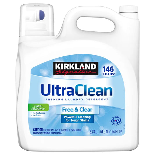 Kirkland Signature Ultra Clean Free & Clear HE Liquid Laundry Detergent, 146 loads, 194 fl oz