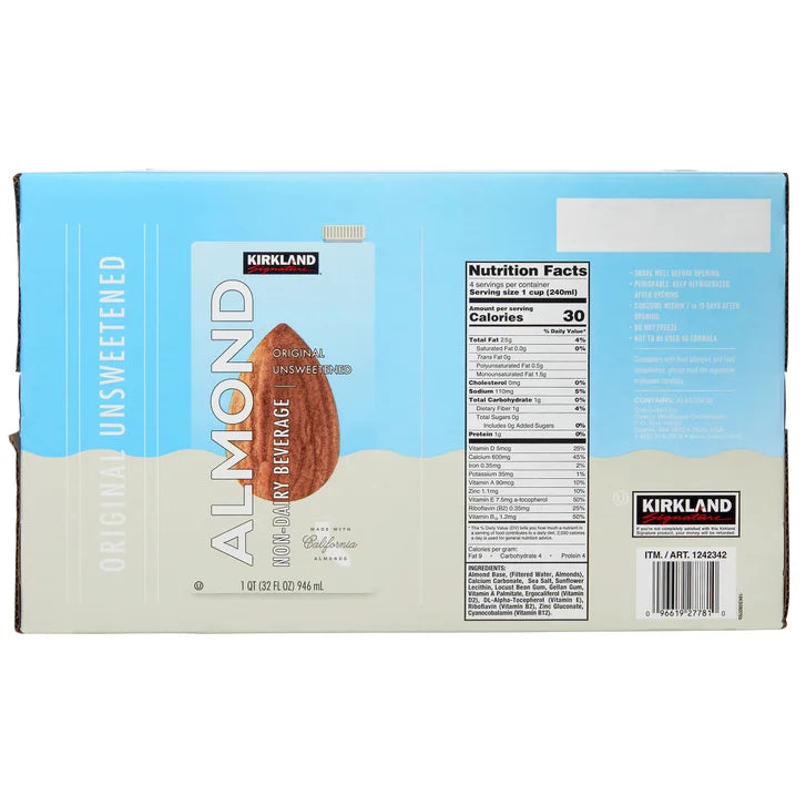 Kirkland Signature, Almond Milk, 1 qt, 12-count