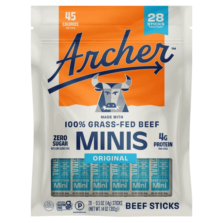 Country Archer Grass-Fed Beef Stick Minis Original, 0.5 oz, 28-Count
