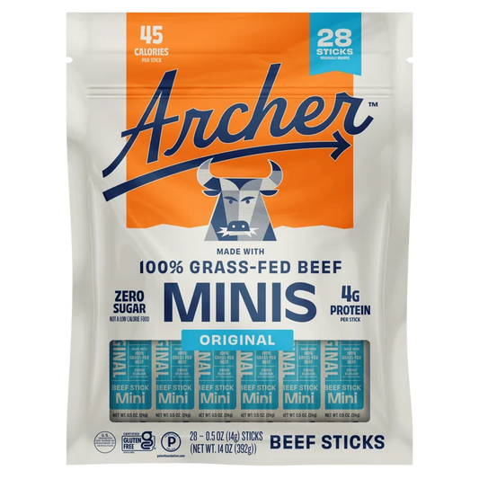 Country Archer Grass-Fed Beef Stick Minis Original, 0.5 oz, 28-Count