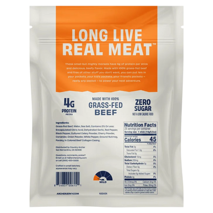 Country Archer Grass-Fed Beef Stick Minis Original, 0.5 oz, 28-Count