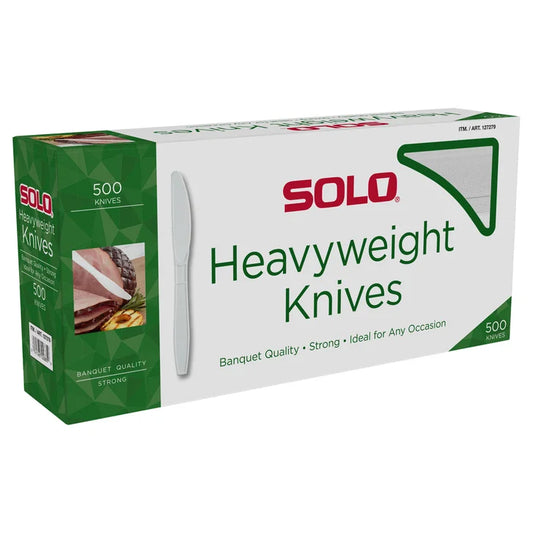 Solo Heavyweight Plastic Knife, White, 500-count