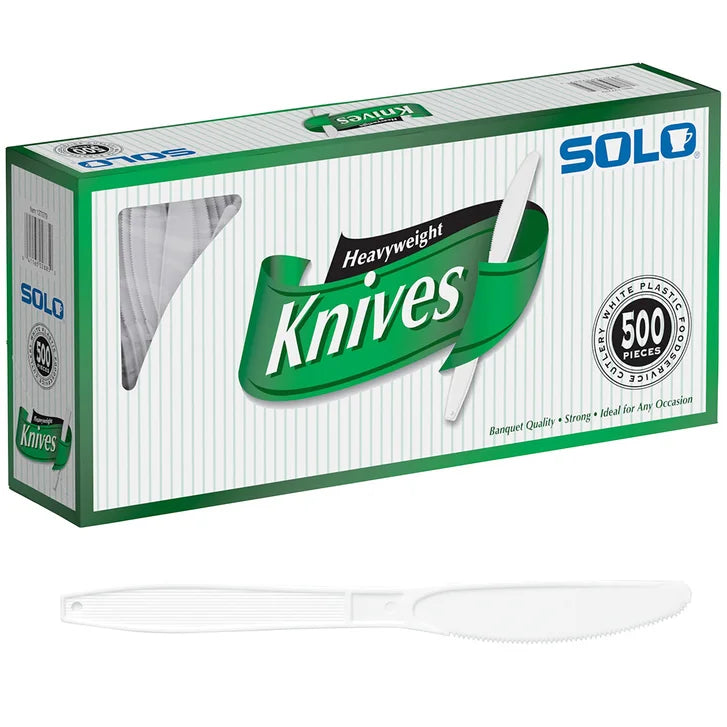 Solo Heavyweight Plastic Knife, White, 500-count