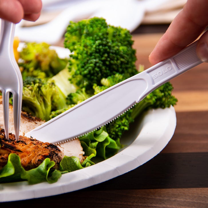 Solo Heavyweight Plastic Knife, White, 500-count