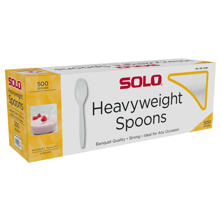 Solo Heavyweight Plastic Spoon, White, 500-count
