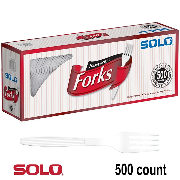 Solo Heavyweight Plastic Fork, White, 500-count