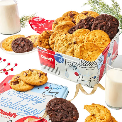 David's Cookies Winter Wonderland Fresh Baked Large Holiday Cookie Tin