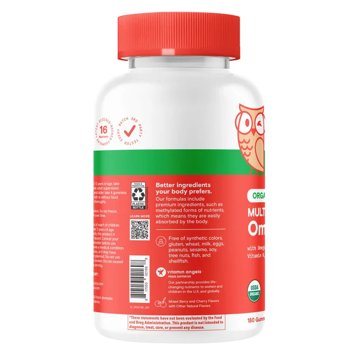 SmartyPants Organic Kids and Toddler Formula Multivitamin, 180 Gummies