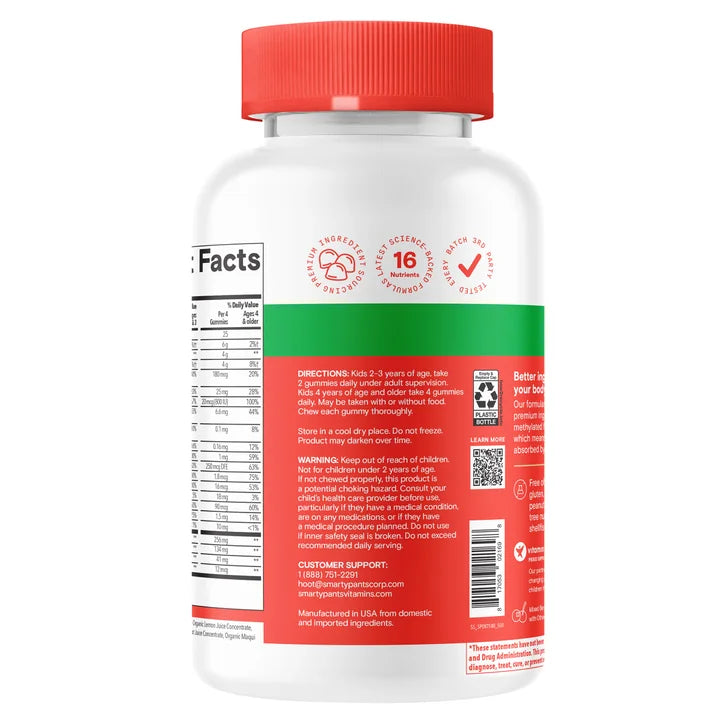 SmartyPants Organic Kids and Toddler Formula Multivitamin, 180 Gummies