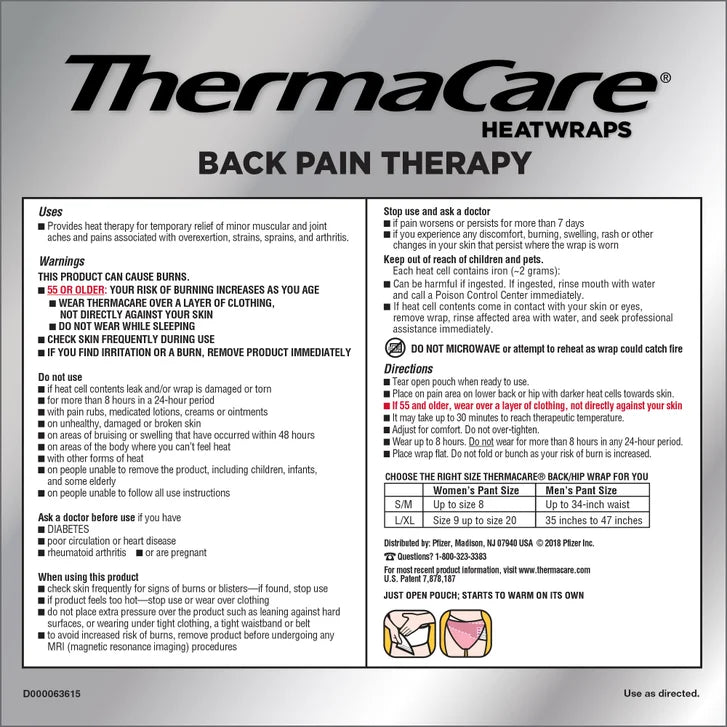 ThermaCare Lower Back & Hip L/XL, 10 HeatWraps