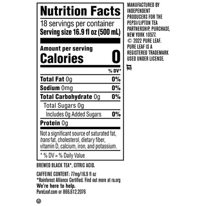 Pure Leaf Tea, Unsweetened, 16.9 fl oz, 18-count