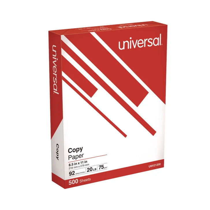 Universal Copy Paper, 8.5"x11" Letter, White, 20lb, 92 Bright