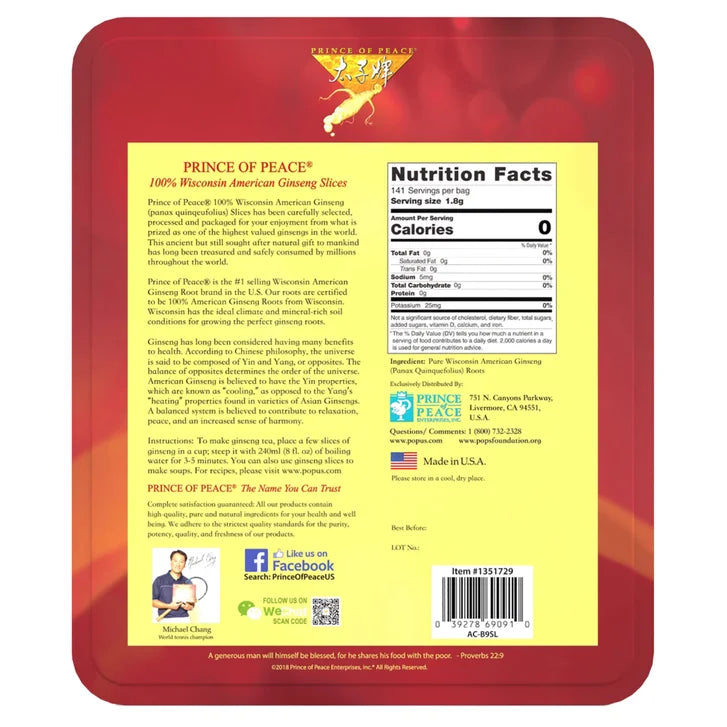 Prince of Peace Ginseng Root Slices, 9 oz.