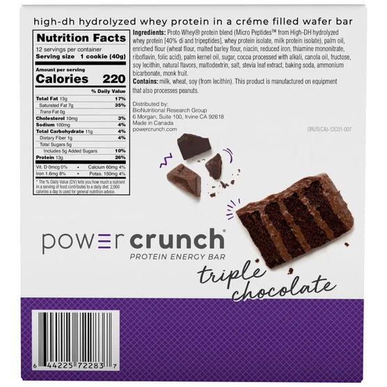 Power Crunch Protein Energy Bar, Triple Chocolate, 1.4 oz, 12-count