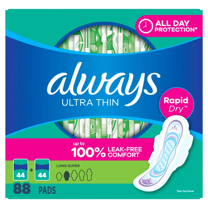 always Ultra Thin Advanced Long Pads, 88-count