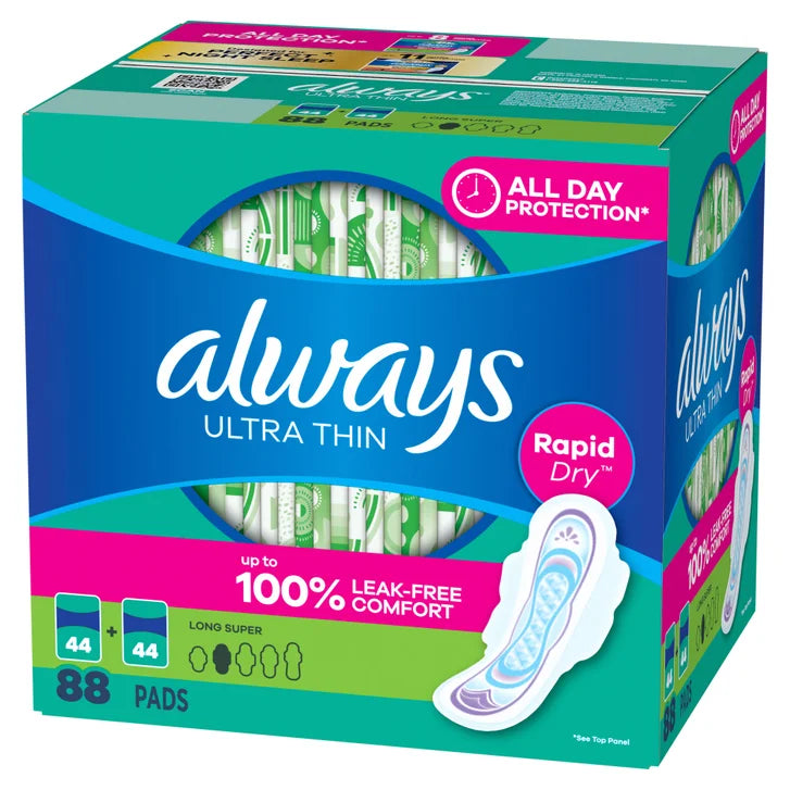 always Ultra Thin Advanced Long Pads, 88-count