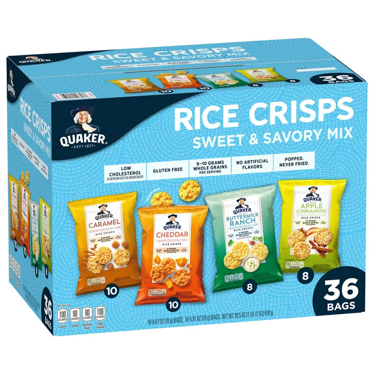 Quaker Rice Crisps, Variety Pack, 36-count