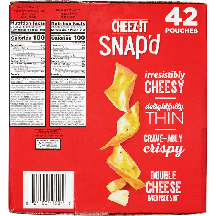 Cheez-It Snap'd Crackers, Variety Pack, .75 oz, 42-count