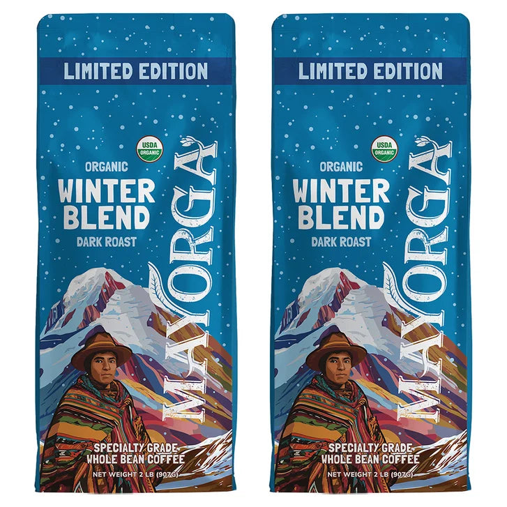 Mayorga Organic Winter Blend, USDA Organic, Dark Roast, Whole Bean Coffee, 2lb, 2-pack