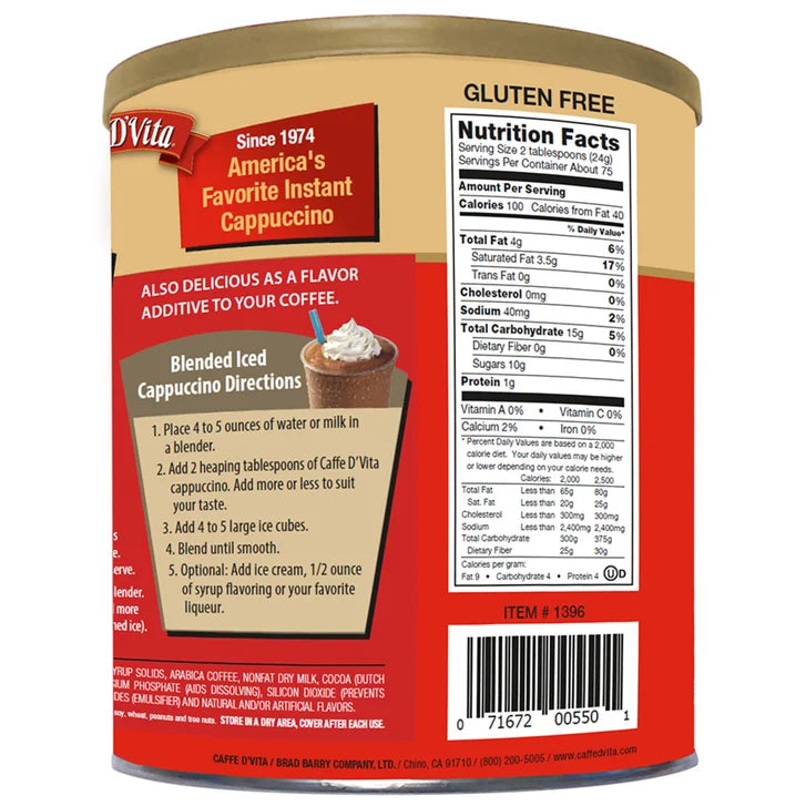 Caffe D'Vita, Instant Mocha Cappuccino, 4 lbs