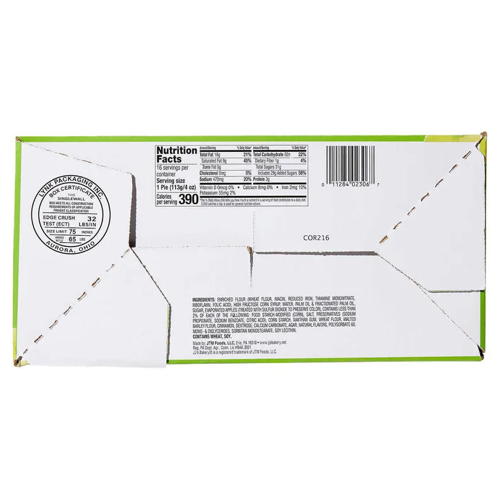 JJ's Bakery, Lightly Glazed Apple Pie, 4 oz, 16-Count