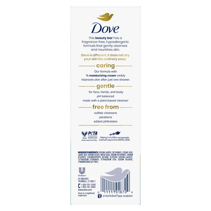 Dove Moisturizing Beauty Bar Soap Sensitive Skin, 3.75 oz, 16 Bars