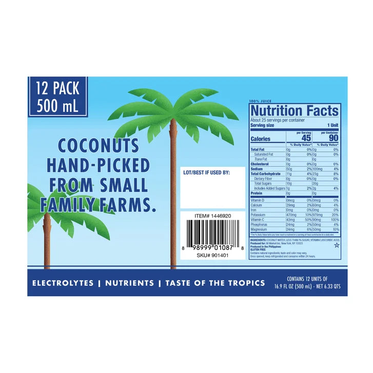 Vita Coco, Coconut Water, Original, 16.9 fl oz, 12-Count