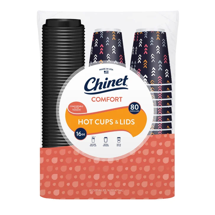 Chinet Comfort 16 oz Cup & Lid, 80-count