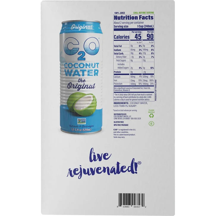 C2O Coconut Water Hydration Pack, The Original, 17.5 fl oz, 15-count