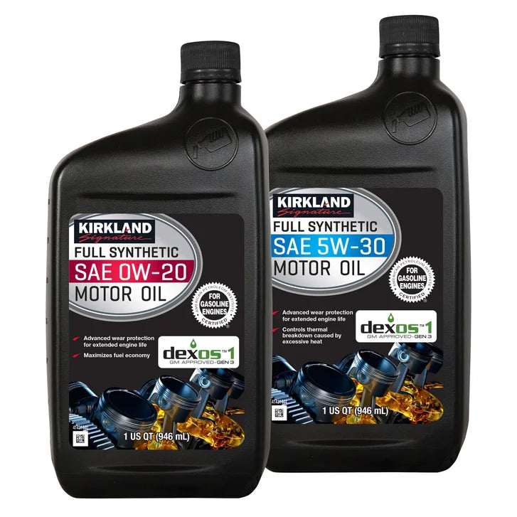 Kirkland Signature 1-Quart 0W20 & 5W30 Full Synthetic Motor Oil, 12-pack