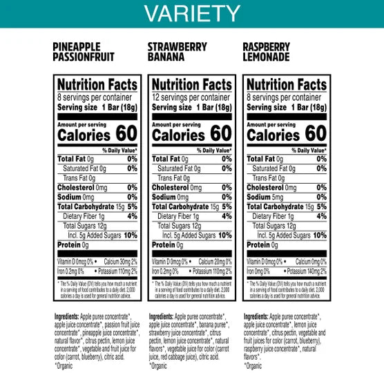 Pure Organic Layered Fruit Bars, Variety Pack, 0.63 oz, 28-count