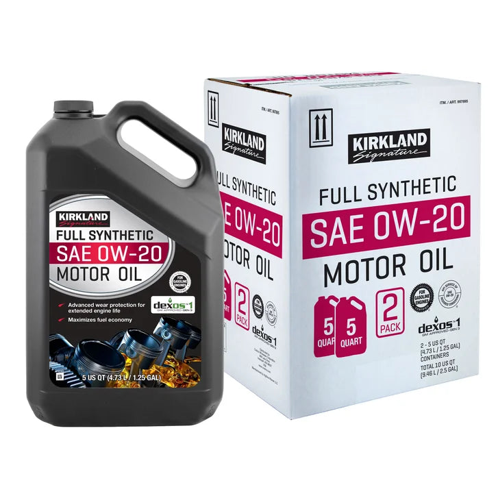 Kirkland Signature 5-Quart 0W20 & 5W30 Full Synthetic Motor Oil, 4-pack