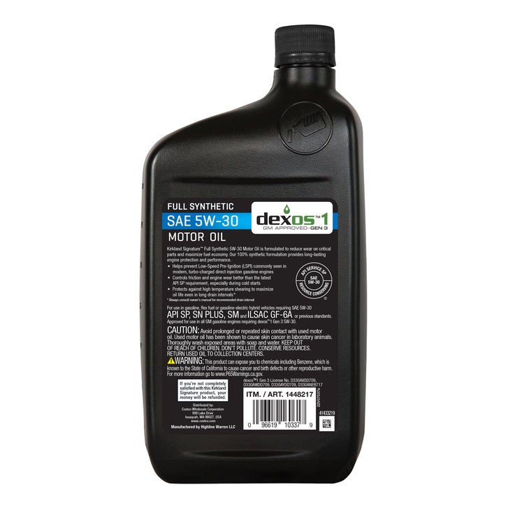 Kirkland Signature 5W-30 Full Synthetic Motor Oil 1-Quart, 12-pack