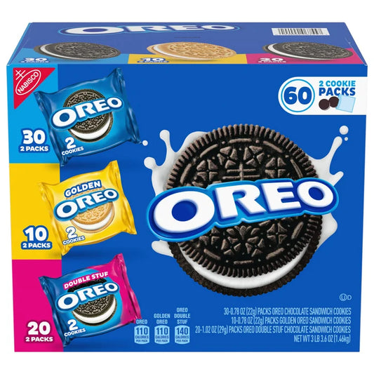 OREO Sandwich Cookies, Variety Pack, 60-count