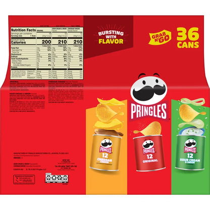 Pringles Grab & Go Potato Crisps, Variety, 36-count