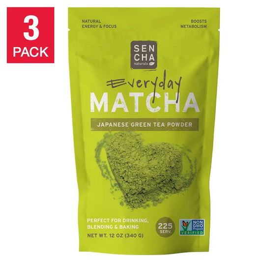 Sencha Naturals Everyday Matcha Green Tea Powder, 3-pack