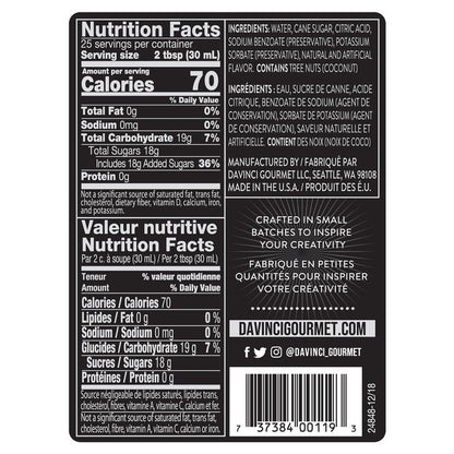 DaVinci Classic Syrup, Coconut, 25.4 oz