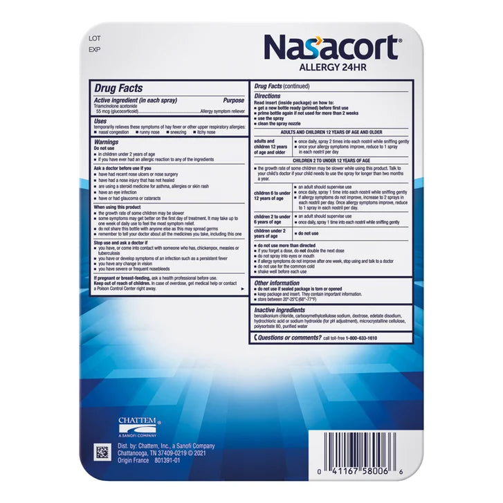 Nasacort Allergy 24 HR, 480 Metered Sprays