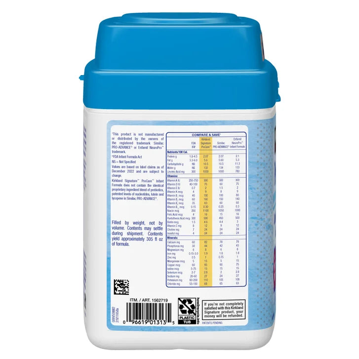 Kirkland Signature ProCare with Dual HMO's, Non-GMO Infant Formula, 42 oz, 2-pack