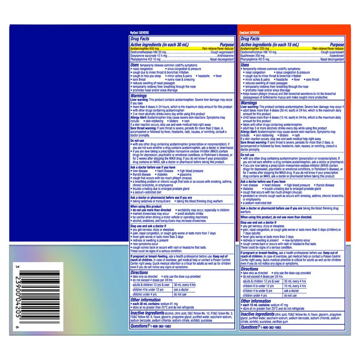 Vicks Severe DayQuil and NyQuil Cough, Cold & Flu Relief Liquid, 36 Fluid Ounces