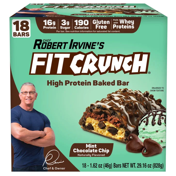FITCRUNCH Protein Bars, 16g Protein, Mint Chocolate Chip, 1.62 oz, 18-count