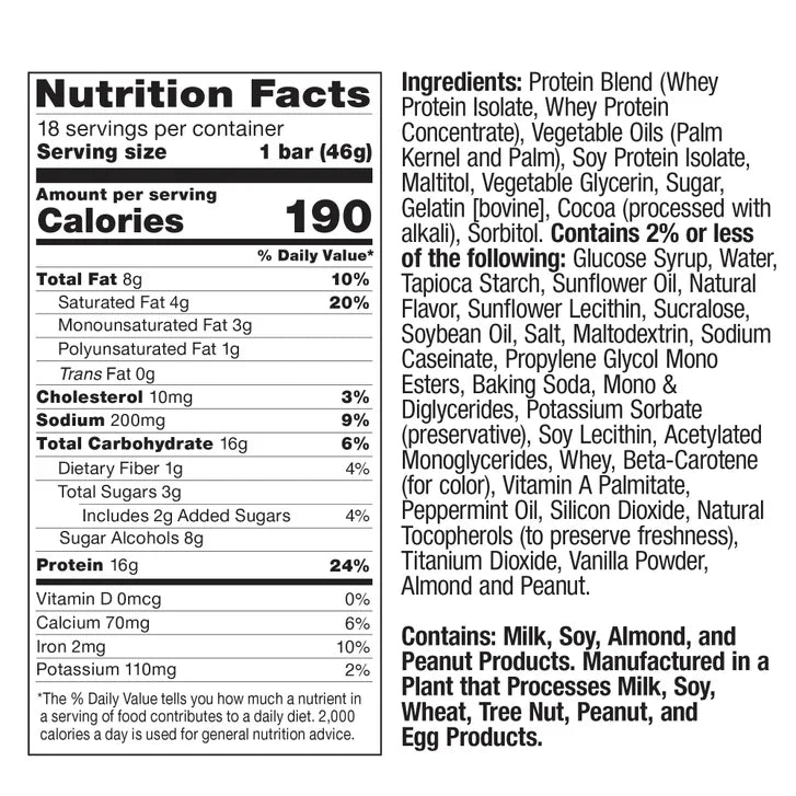 FITCRUNCH Protein Bars, 16g Protein, Mint Chocolate Chip, 1.62 oz, 18-count