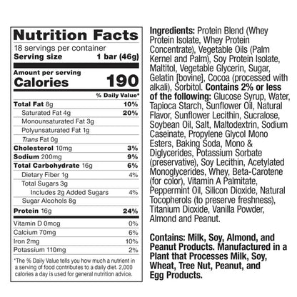 FITCRUNCH Protein Bars, 16g Protein, Mint Chocolate Chip, 1.62 oz, 18-count