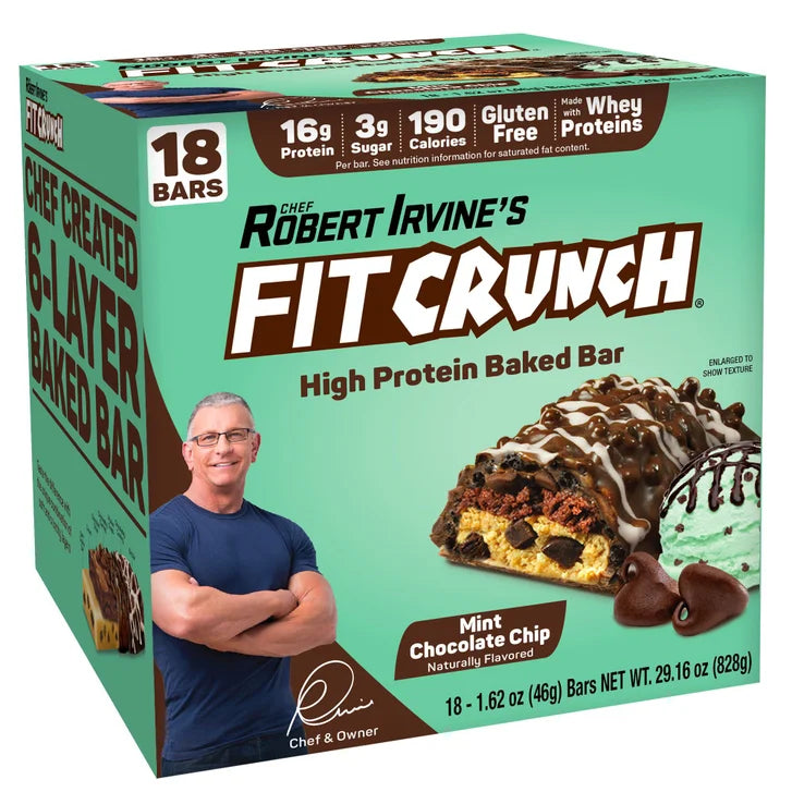 FITCRUNCH Protein Bars, 16g Protein, Mint Chocolate Chip, 1.62 oz, 18-count