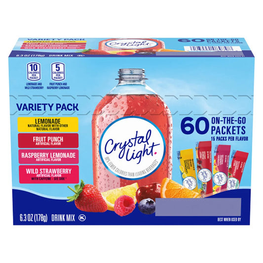 Crystal Light, On The Go Variety Pack, 60-count