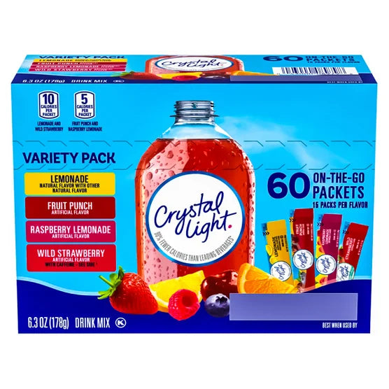 Crystal Light, On The Go Variety Pack, 60-count